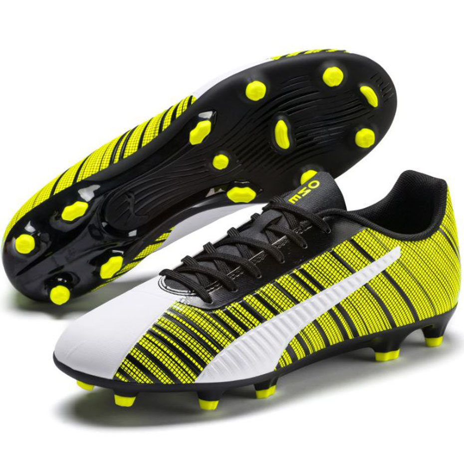 Buty piłkarskie Puma One 5.4 FG AG żółto-biało-czarne 105605 03 - obrazek 4