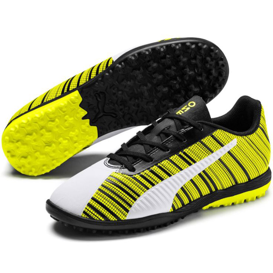 Buty piłkarskie Puma One 5.4 TT JUNIOR żółto-biało-czarne 105662 03 - obrazek 4