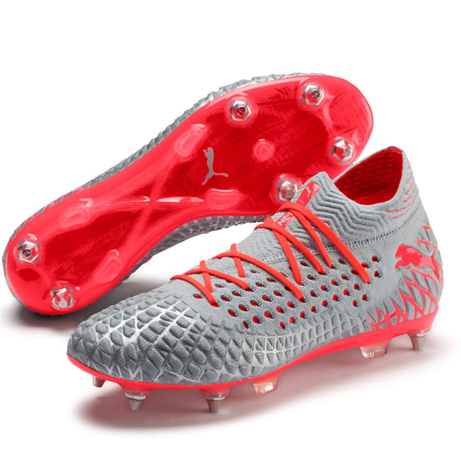 Buty piłkarskie Puma Future 4.1 Netfit MxSG szaro-pomarańczowe 105676 01 - obrazek 3