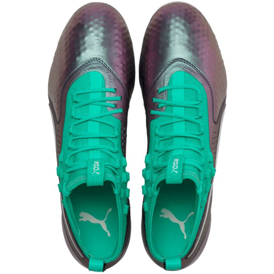 Buty piłkarskie Puma One 1 IL Lth FG AG szaro-zielone 104925 01 - obrazek 2