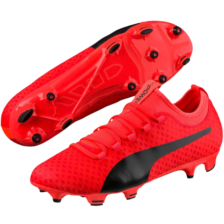 Buty piłkarskie Puma EvoPower Vigor 3D 3 FG czerwono-czarne 104297 01 - obrazek 4