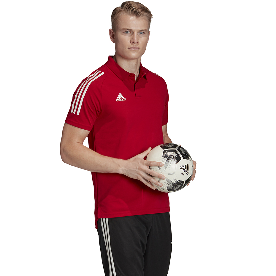 Koszulka męska adidas Condivo 20 Polo czerwono-biała ED9235 - obrazek 3