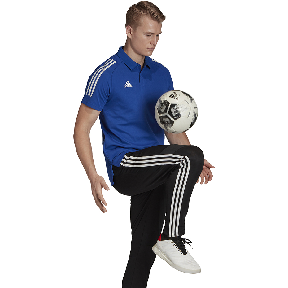 Koszulka męska adidas Condivo 20 Polo niebiesko-biała ED9237 - obrazek 3