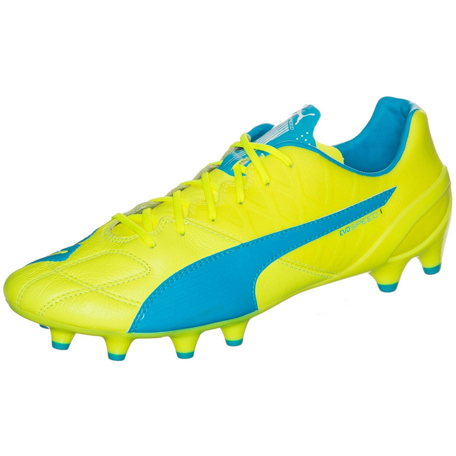 Buty piłkarskie Puma Evo Speed 1.4 LTH FG żółto-niebieskie 103615 03 - obrazek 3