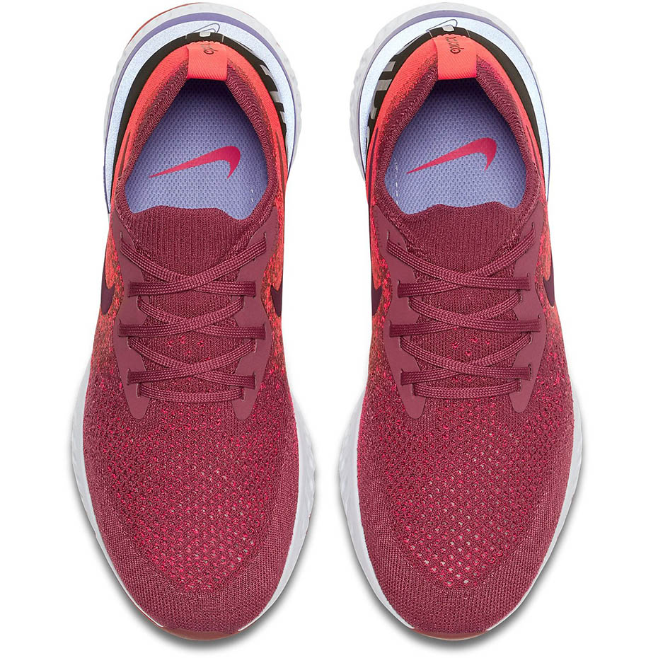 Buty damskie do biegania Nike Epic React Flyknit bordowo-pomarańczowo-czarne AQ0070 601 - obrazek 2