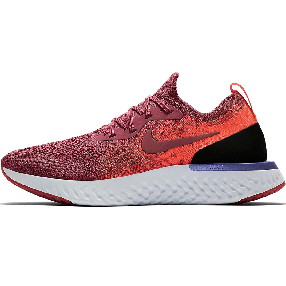 Buty damskie do biegania Nike Epic React Flyknit bordowo-pomarańczowo-czarne AQ0070 601 - obrazek 3