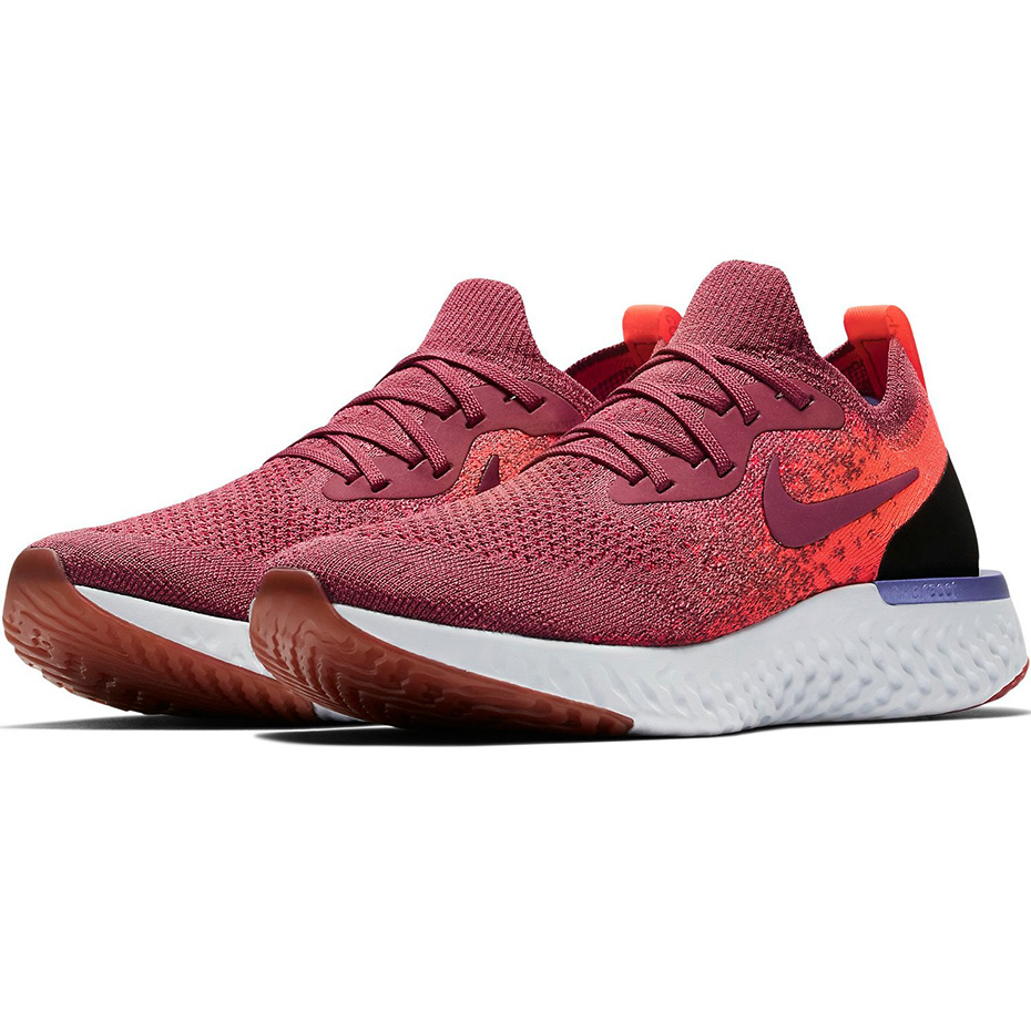 Buty damskie do biegania Nike Epic React Flyknit bordowo-pomarańczowo-czarne AQ0070 601 - obrazek 4