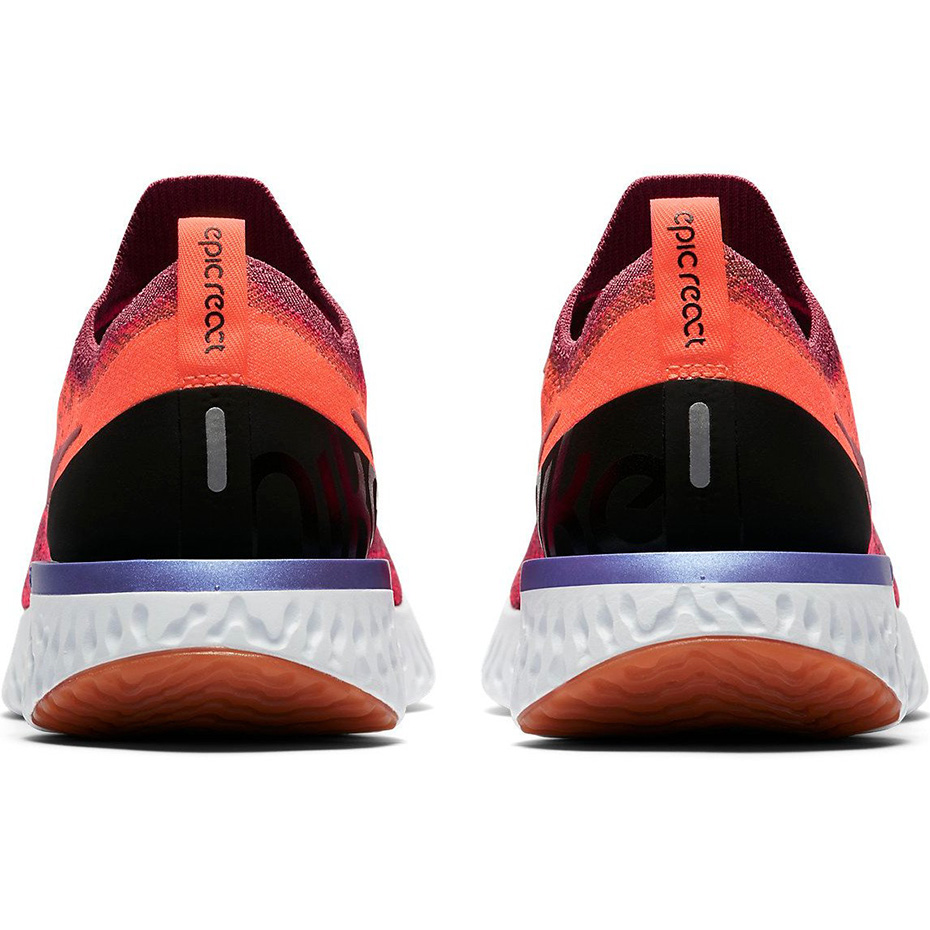 Buty damskie do biegania Nike Epic React Flyknit bordowo-pomarańczowo-czarne AQ0070 601 - obrazek 5