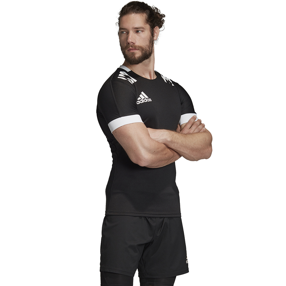 Koszulka do rugby męska adidas TW 3S Jersey F czarno-biała DY8502 - obrazek 3