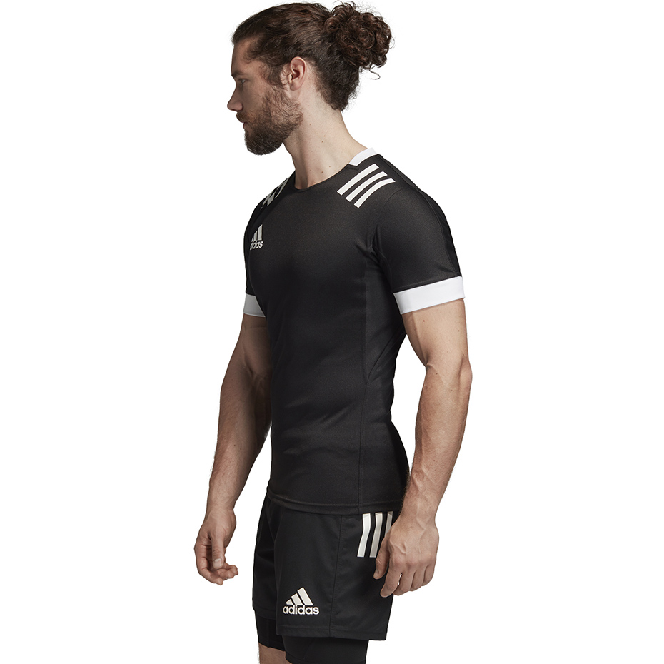 Koszulka do rugby męska adidas TW 3S Jersey F czarno-biała DY8502 - obrazek 4