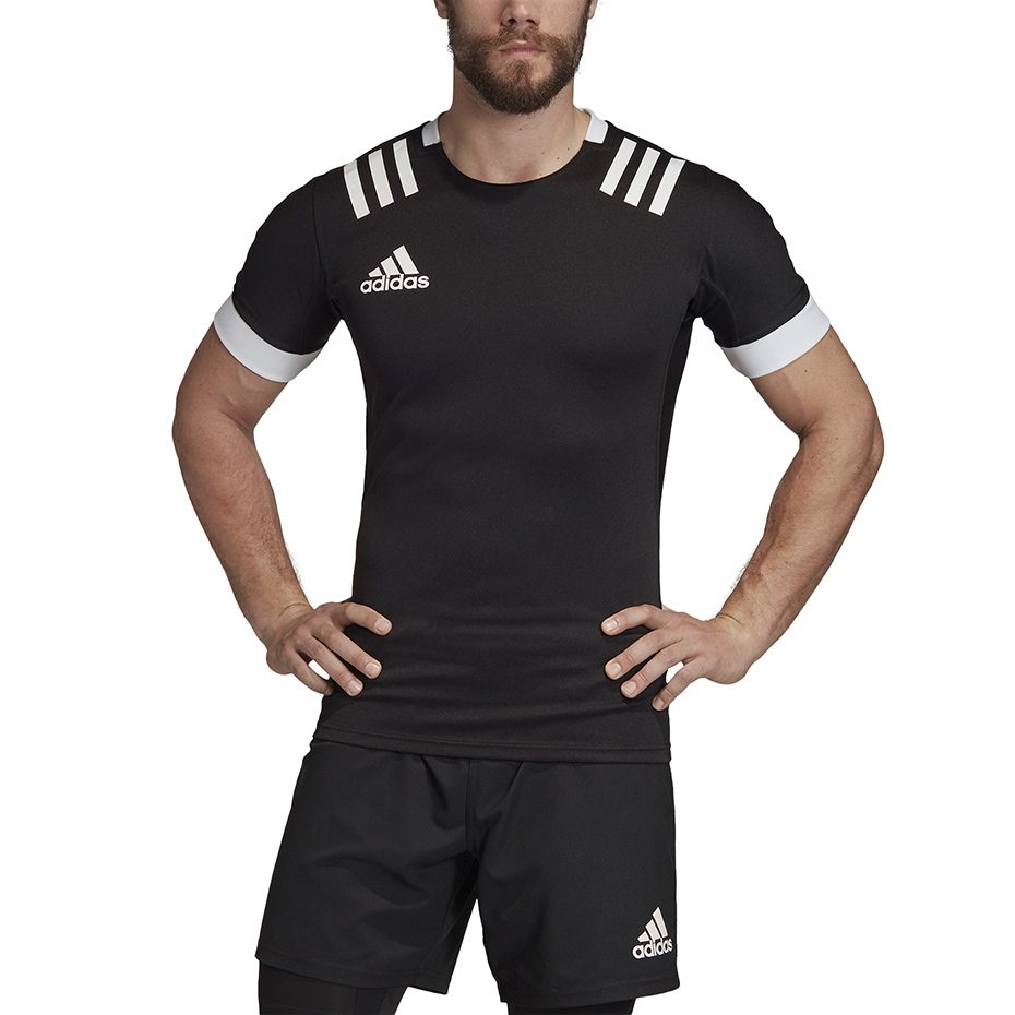 Koszulka do rugby męska adidas TW 3S Jersey F czarno-biała DY8502 - obrazek 6
