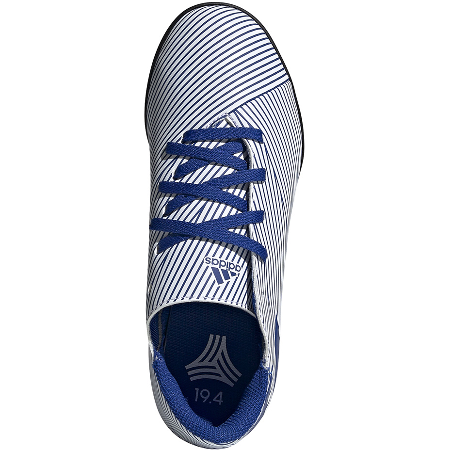 Buty piłkarskie adidas Nemeziz 19.4 TF JUNIOR biało-niebieskie FV3313 - obrazek 2