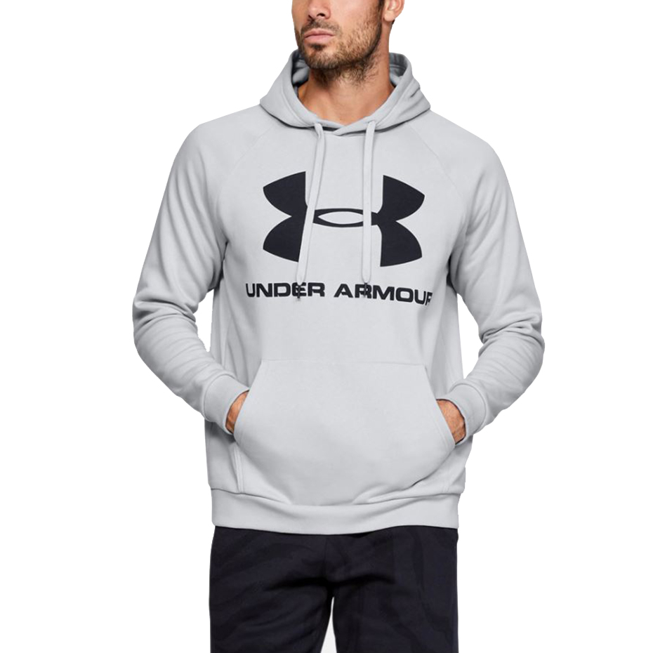 Bluza męska Under Armour Rival Fleece Logo Hoodie jasnoszara 1345628 014 - obrazek 3