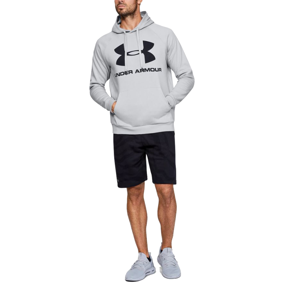 Bluza męska Under Armour Rival Fleece Logo Hoodie jasnoszara 1345628 014 - obrazek 4