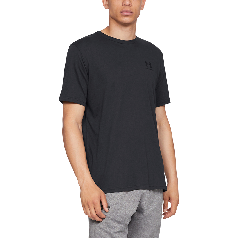 Koszulka męska Under Armour Sportstyle Left Chest SS czarna 1326799 001 - obrazek 3