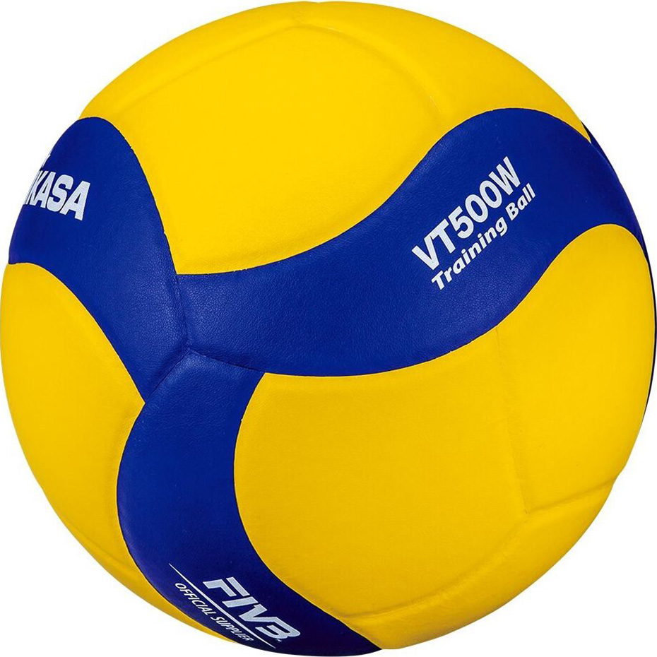 Piłka siatkowa Mikasa VT500W żółto-niebieska - obrazek 2