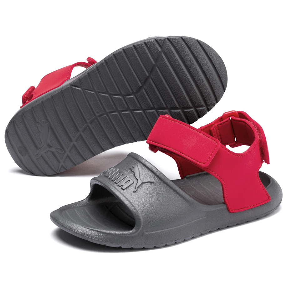 Sandały dla dzieci Puma Divecat v2 Injex Ps szaro-czerwone 369546 05 - obrazek 4