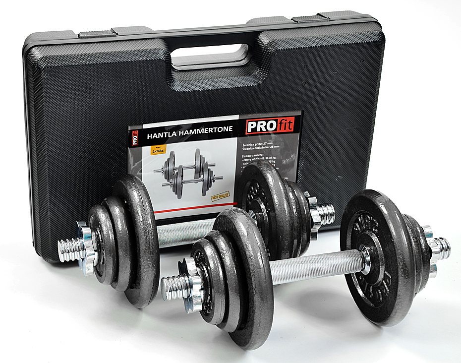 Hantle żeliwne 2x10 kg Profit Hammertone w walizce DK 4135 - obrazek 3