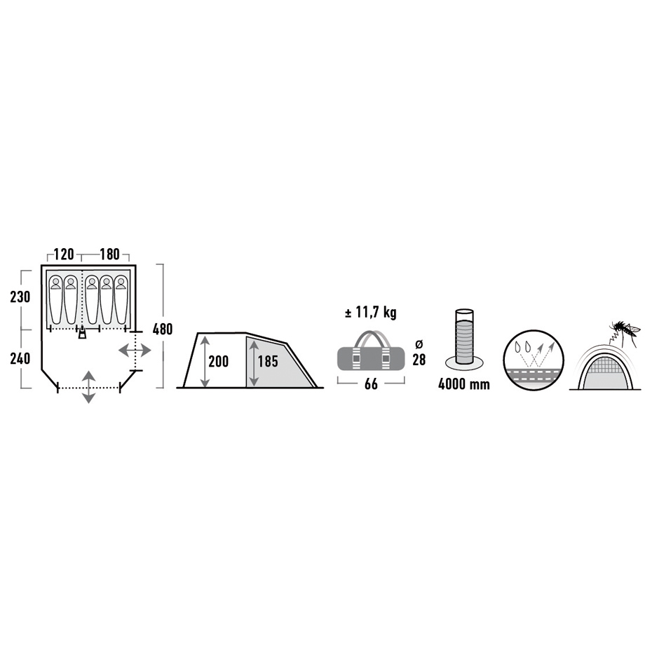 Namiot High Peak Paros 5 szaro-zielony 11566 - obrazek 4