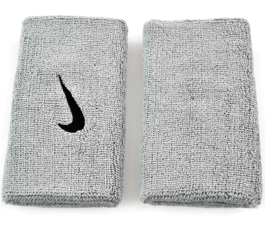 Frotka na rękę szeroka Nike Swoosh Doublewide szara 2szt NN05078
