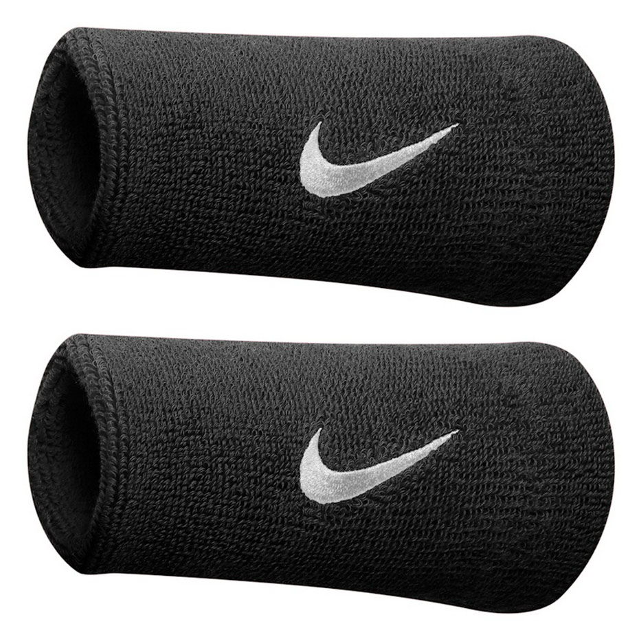 Frotki na rękę Nike szerokie Swoosh Doublewide czarne 2szt NNN05010