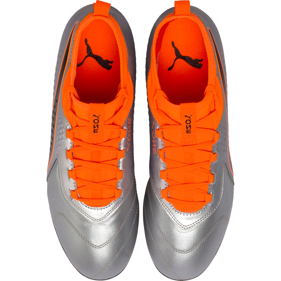 Buty piłkarskie Puma One 3 Lth FG szaro-pomarańczowe 104743 01 - obrazek 2