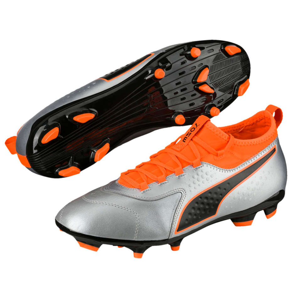 Buty piłkarskie Puma One 3 Lth FG szaro-pomarańczowe 104743 01 - obrazek 3