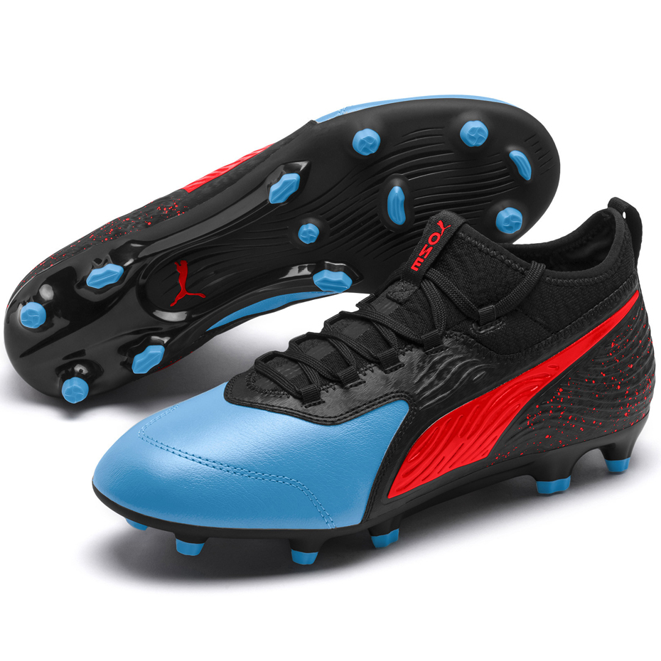 Buty piłkarskie Puma ONE 19.3 FG AG czarno-niebieskie 105486 01 - obrazek 5