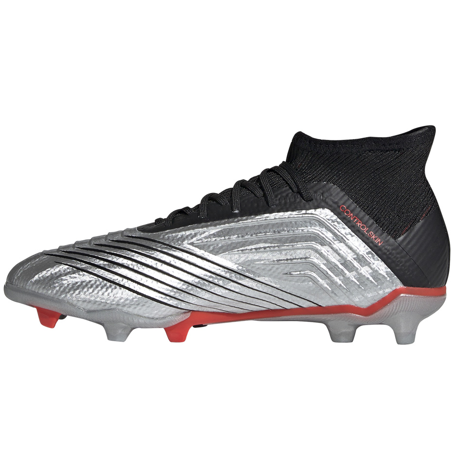 Buty piłkarskie adidas Predator 19.1 FG JR srebrne G25790 - obrazek 2