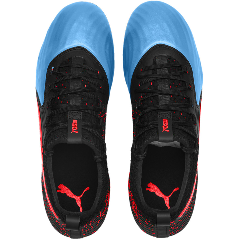 Buty piłkarskie Puma One 19.2 czarno niebiesko czerwone FG AG 105484 01 - obrazek 2