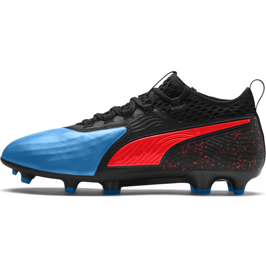 Buty piłkarskie Puma One 19.2 czarno niebiesko czerwone FG AG 105484 01 - obrazek 3