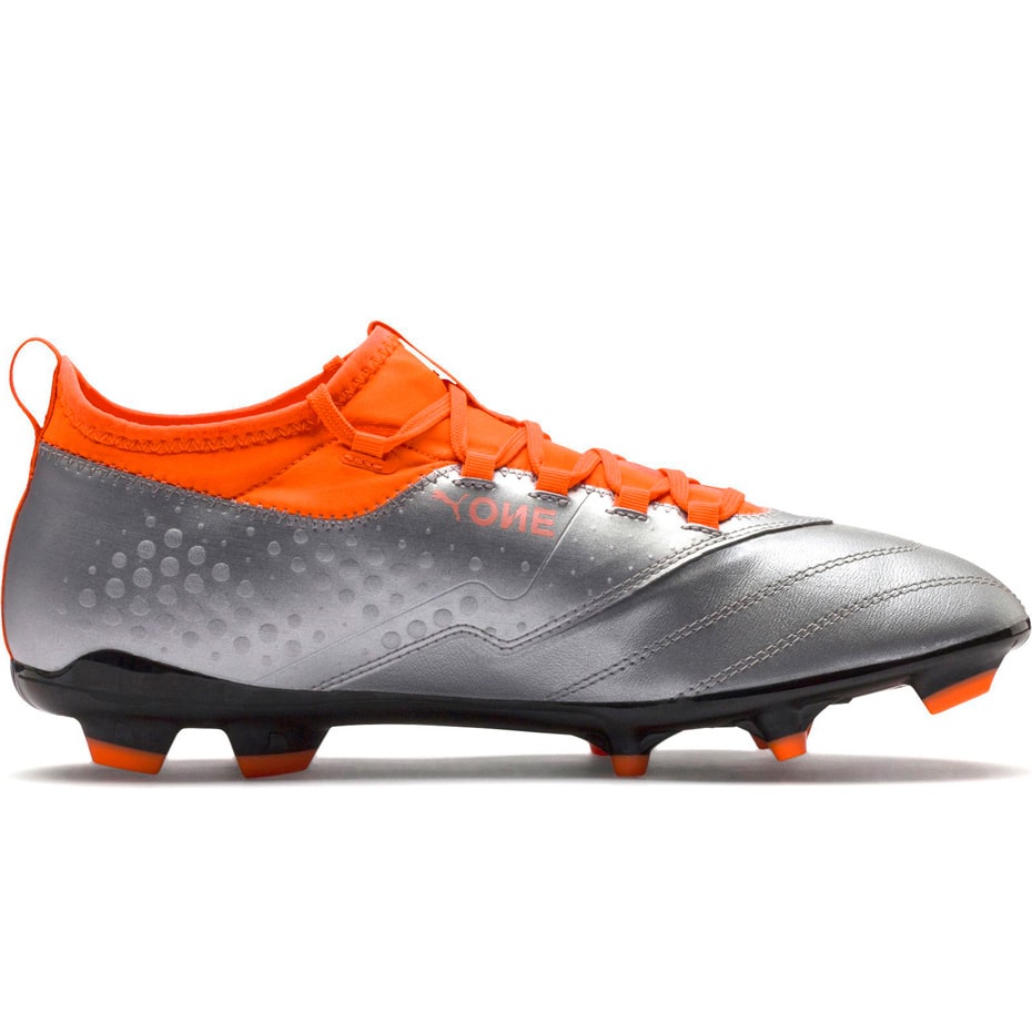 Buty piłkarskie Puma One 3 Lth FG szaro-pomarańczowe 104743 01 - obrazek 6