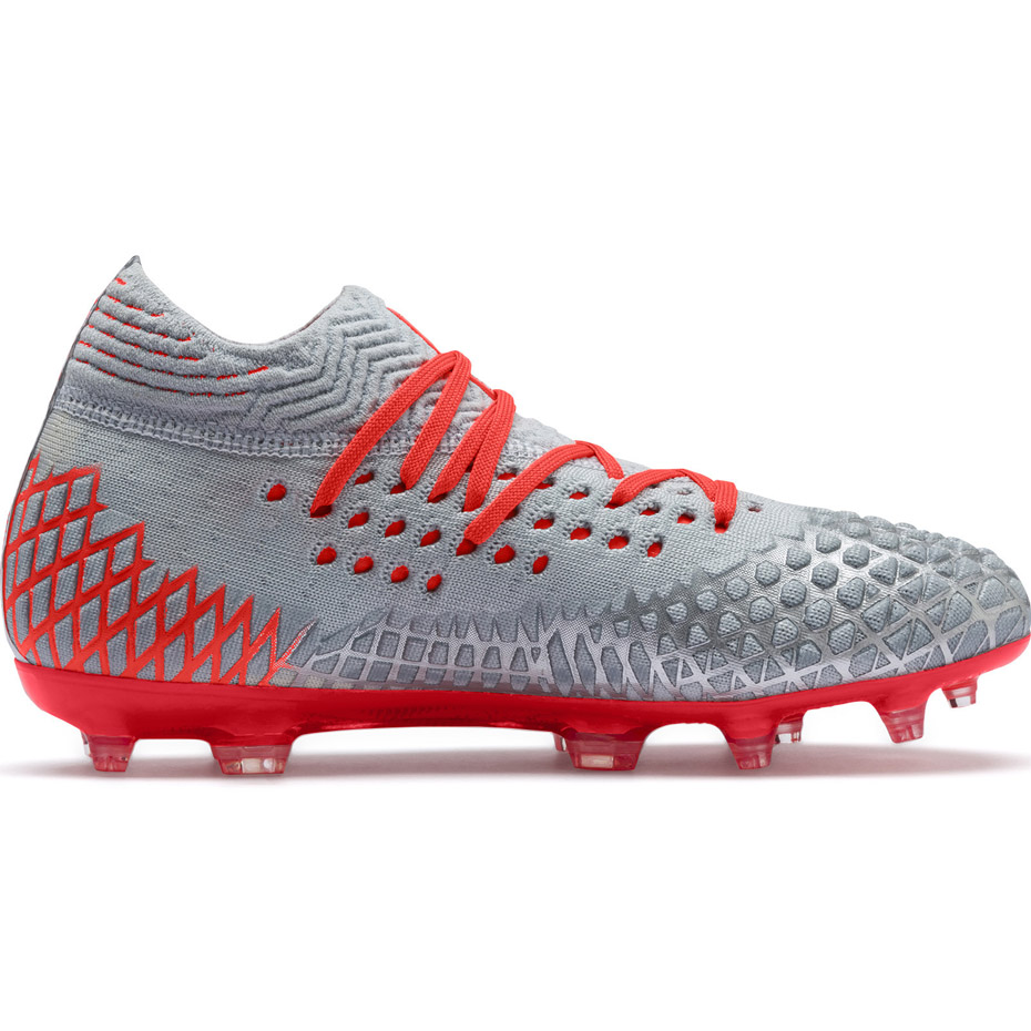 Buty piłkarskie Puma Future 4.1 Netfit FG AG JR srebrno-czerwone 105692 01