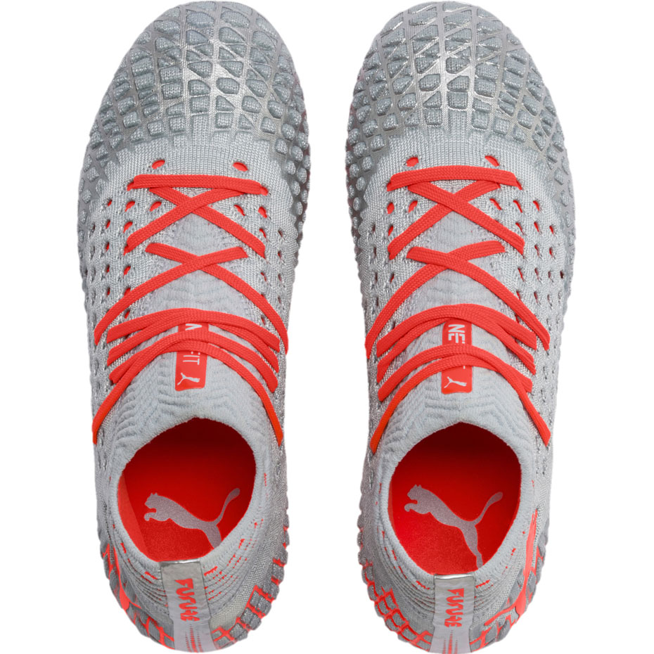Buty piłkarskie Puma Future 4.1 Netfit FG AG JR srebrno-czerwone 105692 01 - obrazek 2