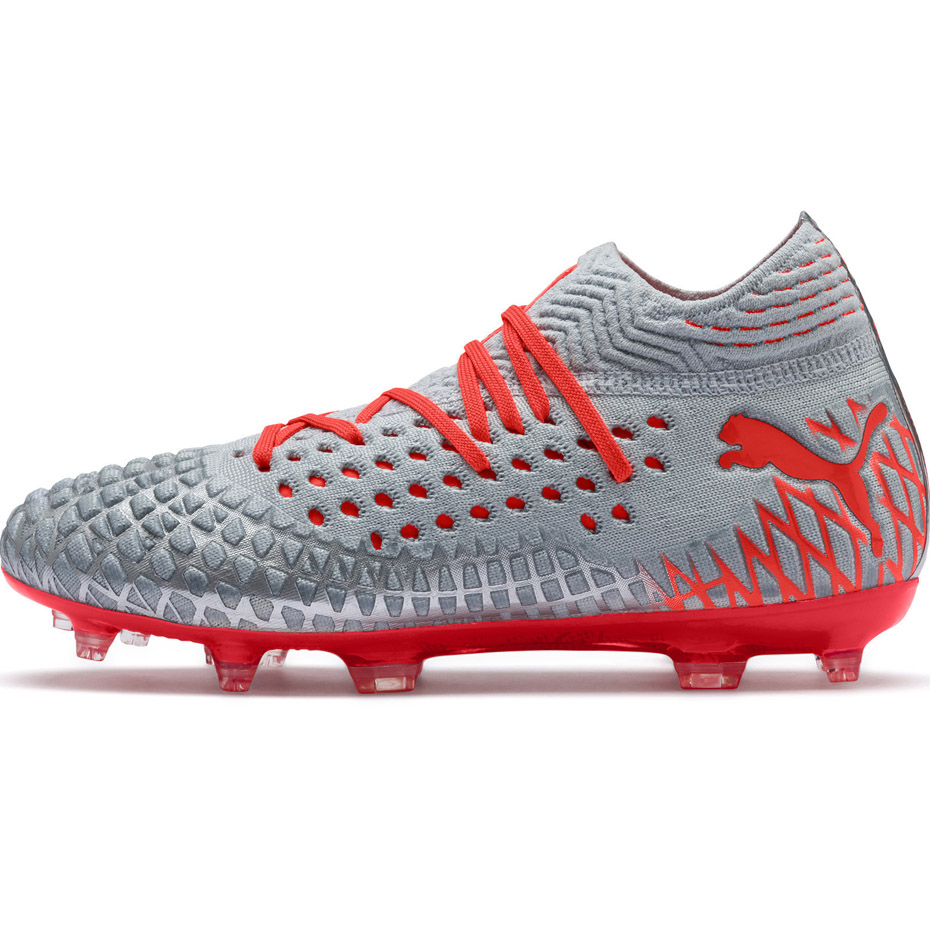 Buty piłkarskie Puma Future 4.1 Netfit FG AG JR srebrno-czerwone 105692 01 - obrazek 3