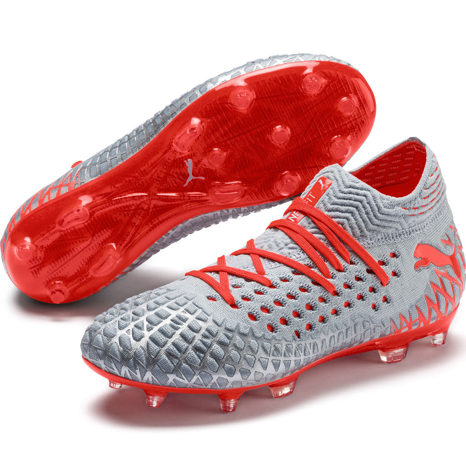 Buty piłkarskie Puma Future 4.1 Netfit FG AG JR srebrno-czerwone 105692 01 - obrazek 4