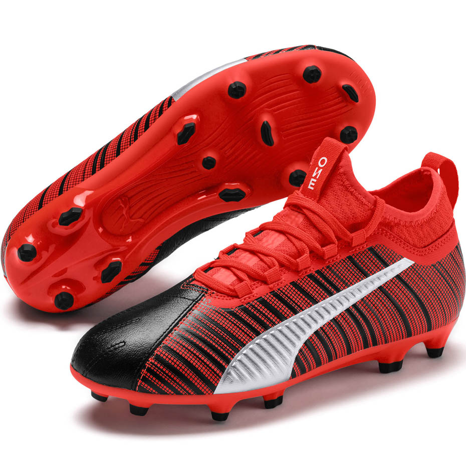 Buty piłkarskie Puma One 5.3 FG AG JUNIOR czerwono czarne 105657 01 - obrazek 4