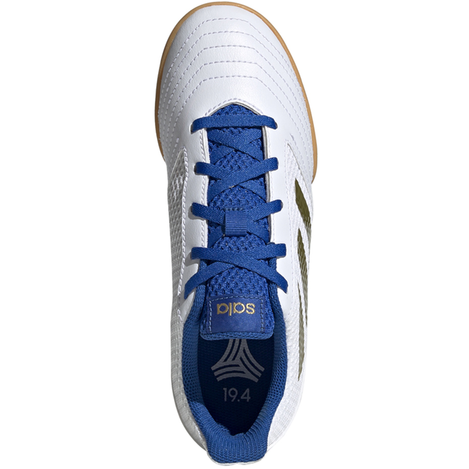 Buty piłkarskie adidas Predator 19.4 IN Sala JUNIOR biało-niebieskie EG2829 - obrazek 2