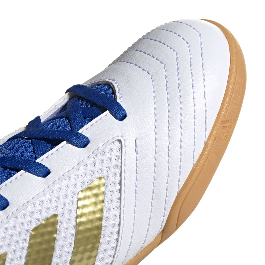 Buty piłkarskie adidas Predator 19.4 IN Sala JUNIOR biało-niebieskie EG2829 - obrazek 4